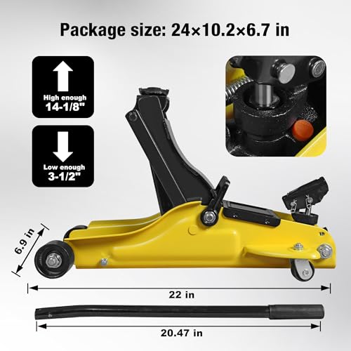 YELLOW JACKET 2.5 Ton Trolley Jack with Carrying Case, 5500 lb Capacity N593266