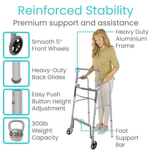 Vive Sit to Stand Walker - Lightweight Folding Rollator for Seniors A92008