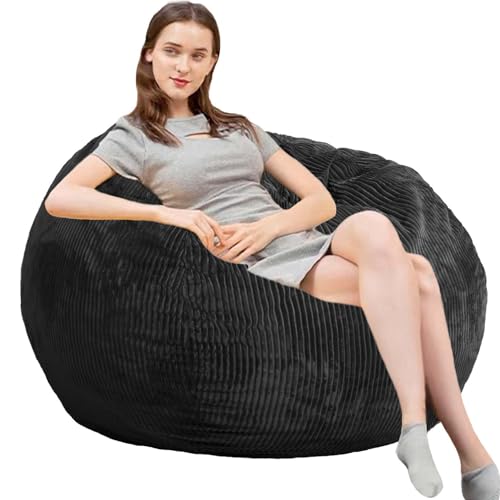 Faux Fur Bean Bag Chair for Adults with Filling, Blue J1419