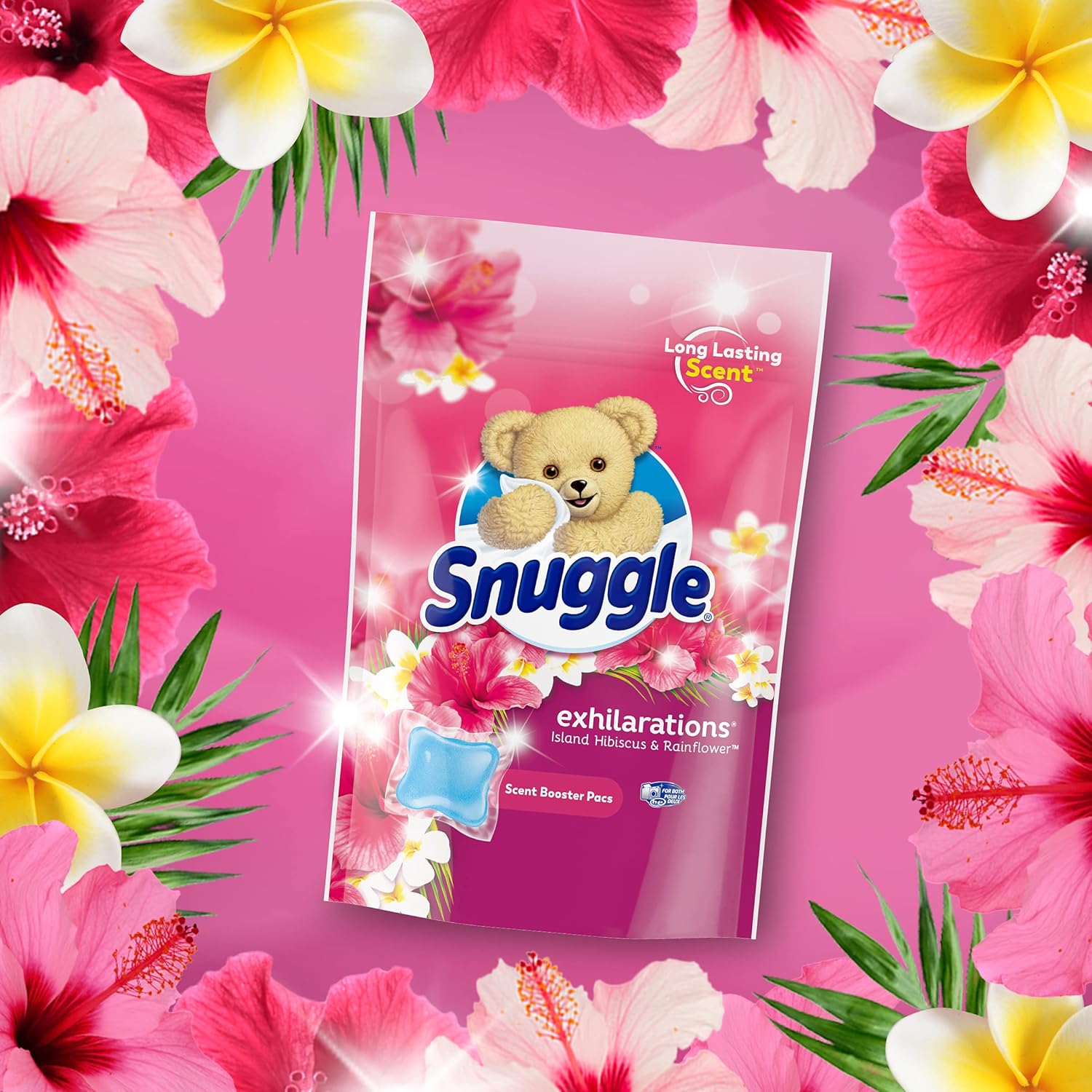 Snuggle In Wash Laundry Scent Booster Pacs, Island Hibiscus and Rainflower, 20 Count E3857