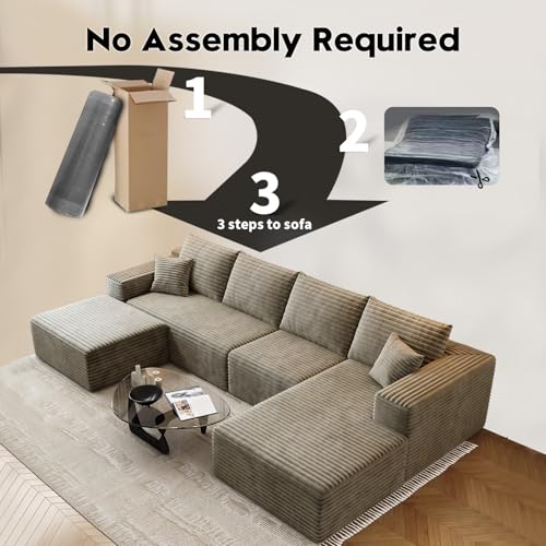 Cloud Modular Sectional Sofa with Ottoman, U Shaped, Black M332378