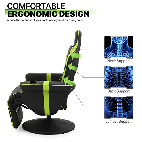 Magshion 360° Swivel Gaming Recliner Chair, Ergonomic PU Leather, Grey G328110