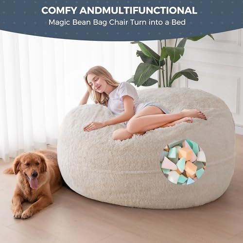 MAXYOYO Giant Bean Bag Chair Bed for Adults, Convertible Floor Sofa G466