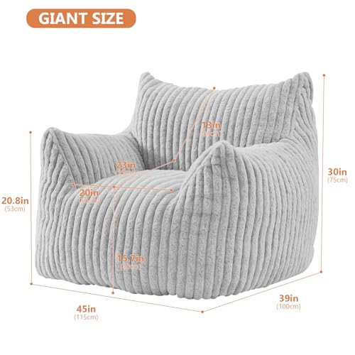 Giant Bean Bag Chair with Filling and Armrests for Adults Teens P241564