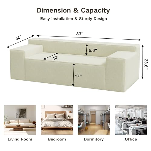 Modern Loveseat Sofa Couch in a Box with 2 Pillows, Cat-Scratch Resistant Linen, Grey F539394