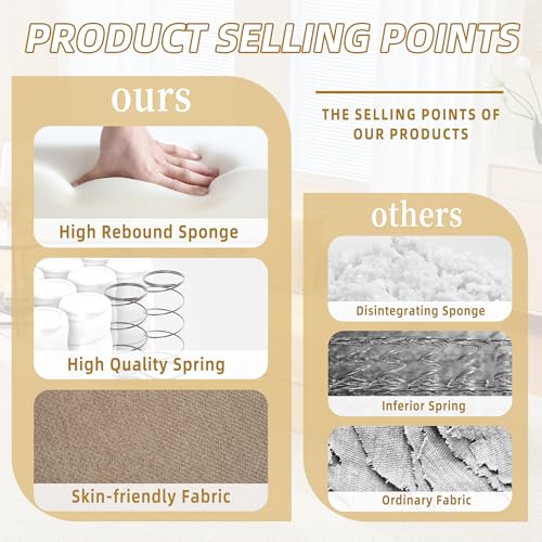 Corduroy Convertible Sleeper Sofa Bed with Pillow, Beige S401207