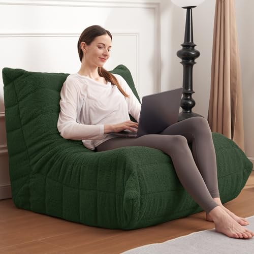 Bean Bag Chair Big Sofa for Adults with Memory Foam, Black Plush A2357