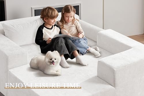 HABUTWAY 105" L-Shape Modular Sectional Sofa, Grey Velvet G848557