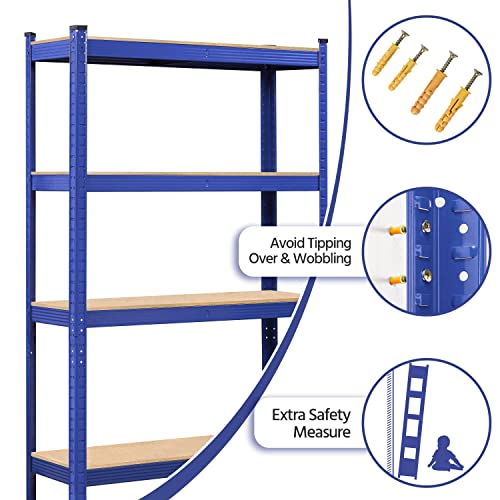 Yaheetech 5-Tier Heavy Duty Garage Shelving Unit, Adjustable Metal Storage Rack, Blue J339478