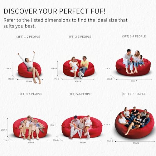 Bean Bag Chair for Adults 3FT, Soft Removable Cover, Light Gray M535251