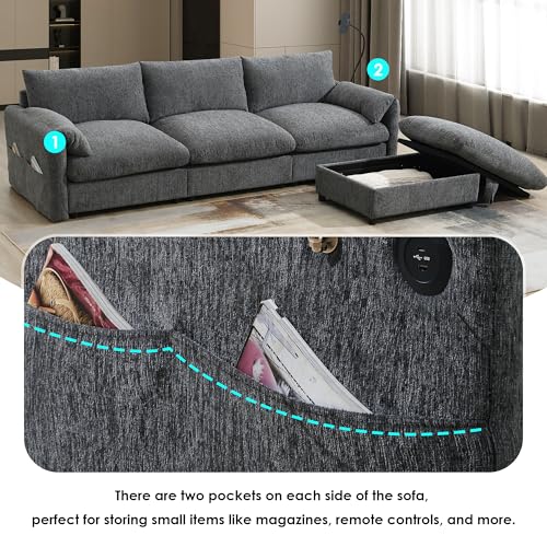 Oversized Modular Sectional Sofa with Movable Ottoman E909