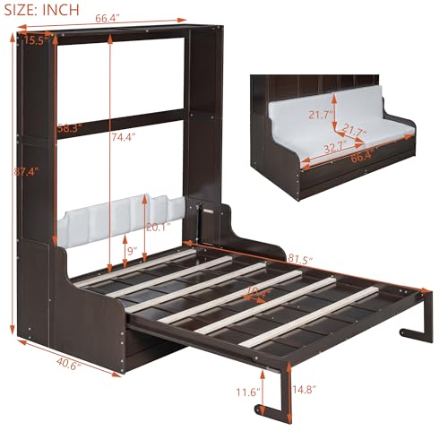 Ball & Cast Murphy Bed Queen Size with Cushion, White B692
