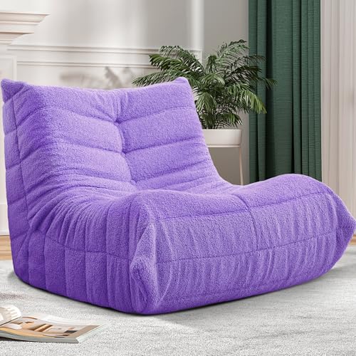 Bean Bag Chair Big Sofa for Adults with Memory Foam, Black Plush A2357