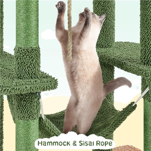 Yaheetech Cactus Cat Tree, 63″ Multi-Level Cat Tower with Scratching Posts O3441