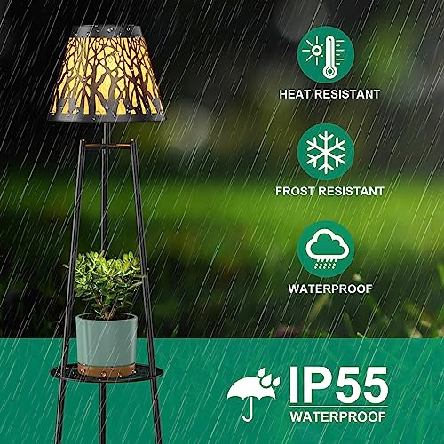 2 Pack Solar Lights Outdoor with Plant Stands - Metal Tripod Patio Decor M835880