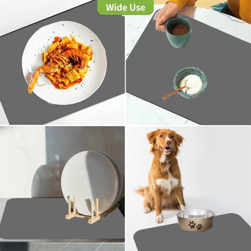 Marble Coffee Bar Mat Dish Drying Mat for Kitchen Counter, 11.8"x15.7" Diatomite Absorbent Non-slip Rubber Backed C301