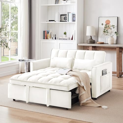 3 in 1 Convertible Sleeper Sofa Bed Futon with Adjustable Backrest, Velvet, Black Q74350