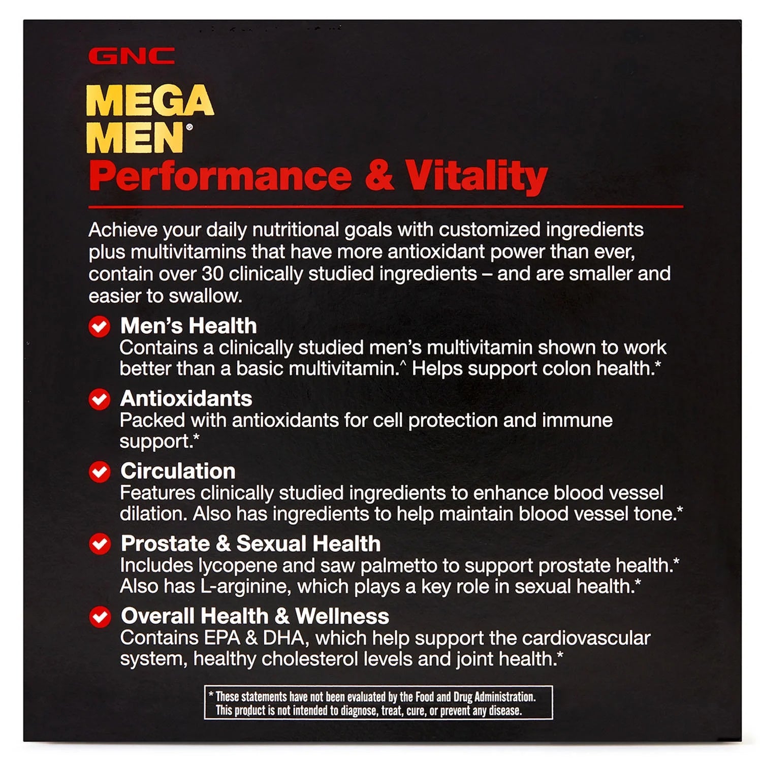 GNC Mega Men Performance & Vitality Vitapak S305503