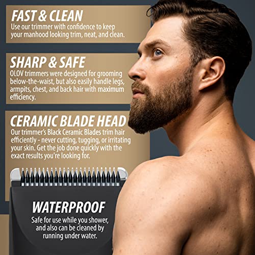 OLOV Electric Groin Hair Trimmer for Men with Replaceable Ceramic Blades, USB Rechargeable, Waterproof K8596