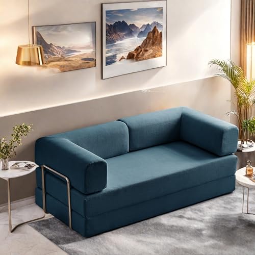 Convertible Floor Sofa Bed with Pillow Back and Armrest, Chenille, Dark Gray N4509