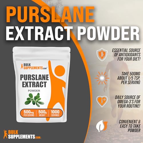 BulkSupplements.com Purslane Extract Powder, Gluten Free, 500mg per Serving, 1kg K76137