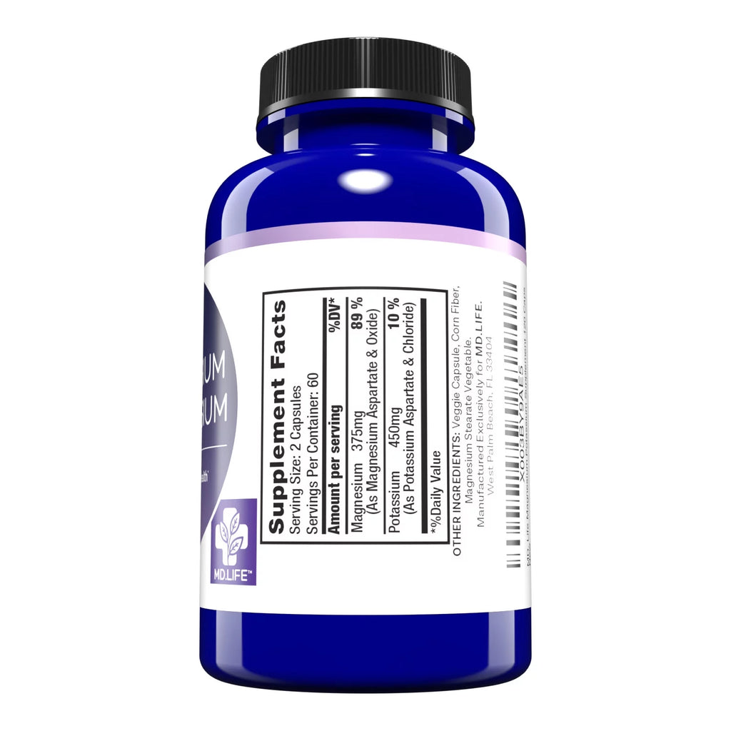 MD. Life Magnesium Potassium Supplement 120 Ct P3416