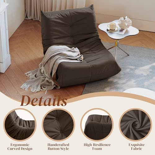 Bean Bag Chair for Adults Suede Microfiber Fireside Floor Chair 3-Seater Beige F151744