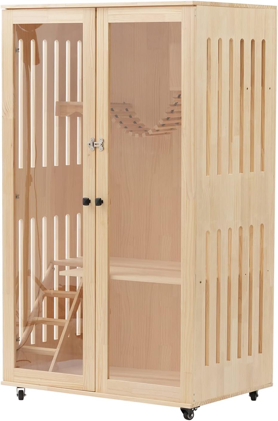Wooden Cat Cage & Playpen with Wheels for Indoor Outdoor Use A383938