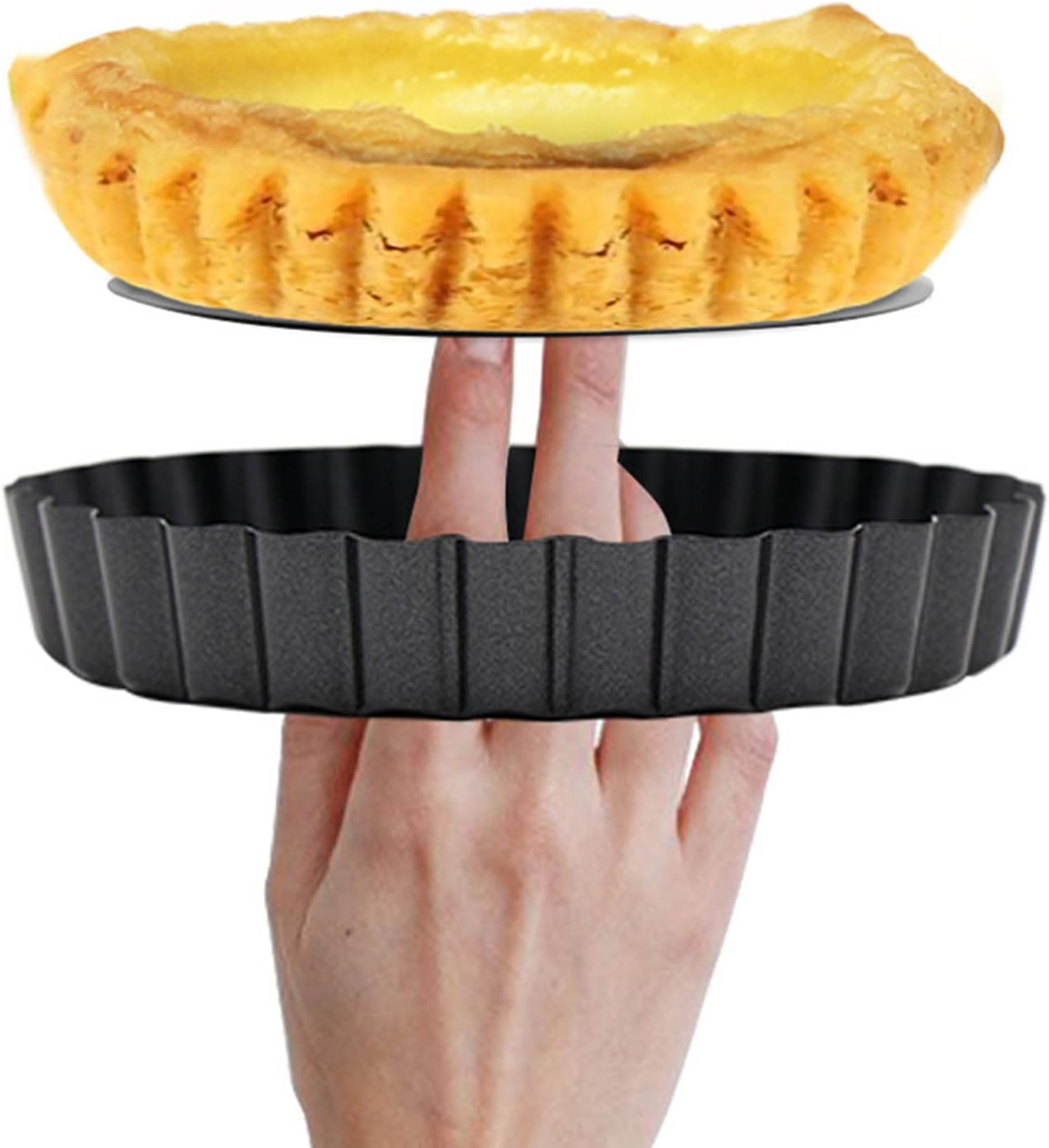 6 pcs 3" Mini Tart Pans Removable Bottom, Carbon Steel Baking Tool T30750