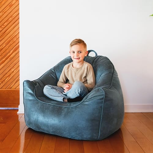 Big Joe Dorm Bean Bag Chair with Drink Holder, Black Smartmax, 3 ft Q1693