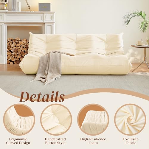 Bean Bag Chair for Adults Suede Microfiber Fireside Floor Chair 3-Seater Beige F151744