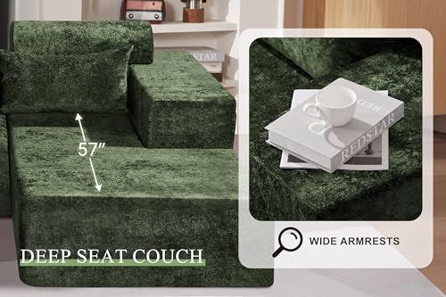HABUTWAY 105" L-Shape Modular Sectional Sofa, Grey Velvet G848557