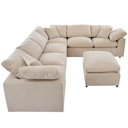 Oversized Modular Sectional Sofa with Movable Ottoman E909