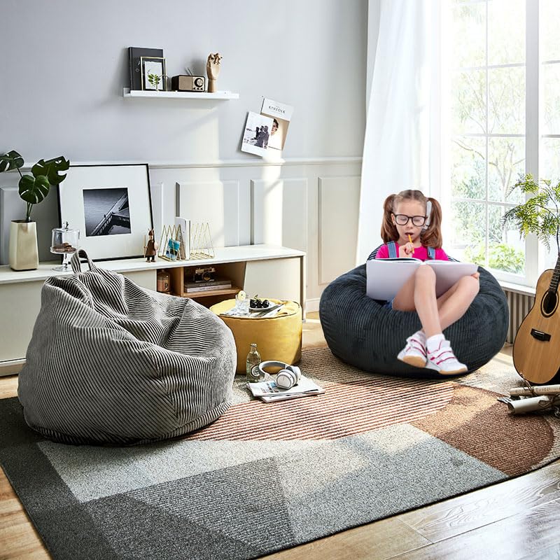 Faux Fur Bean Bag Chair for Adults with Filling, Blue J1419
