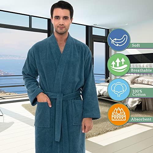 TowelSelections Men's 100% Cotton Terry Cloth Kimono Bathrobe X354