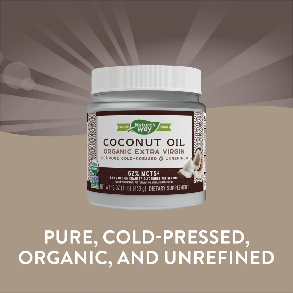 Nature's Way Organic Extra Virgin Coconut Oil, Cold-Pressed, 16 Fl Oz X845106