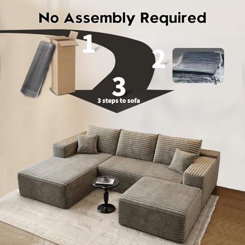 Cloud Modular Sectional Sofa with Ottoman, U Shaped, Black M332378