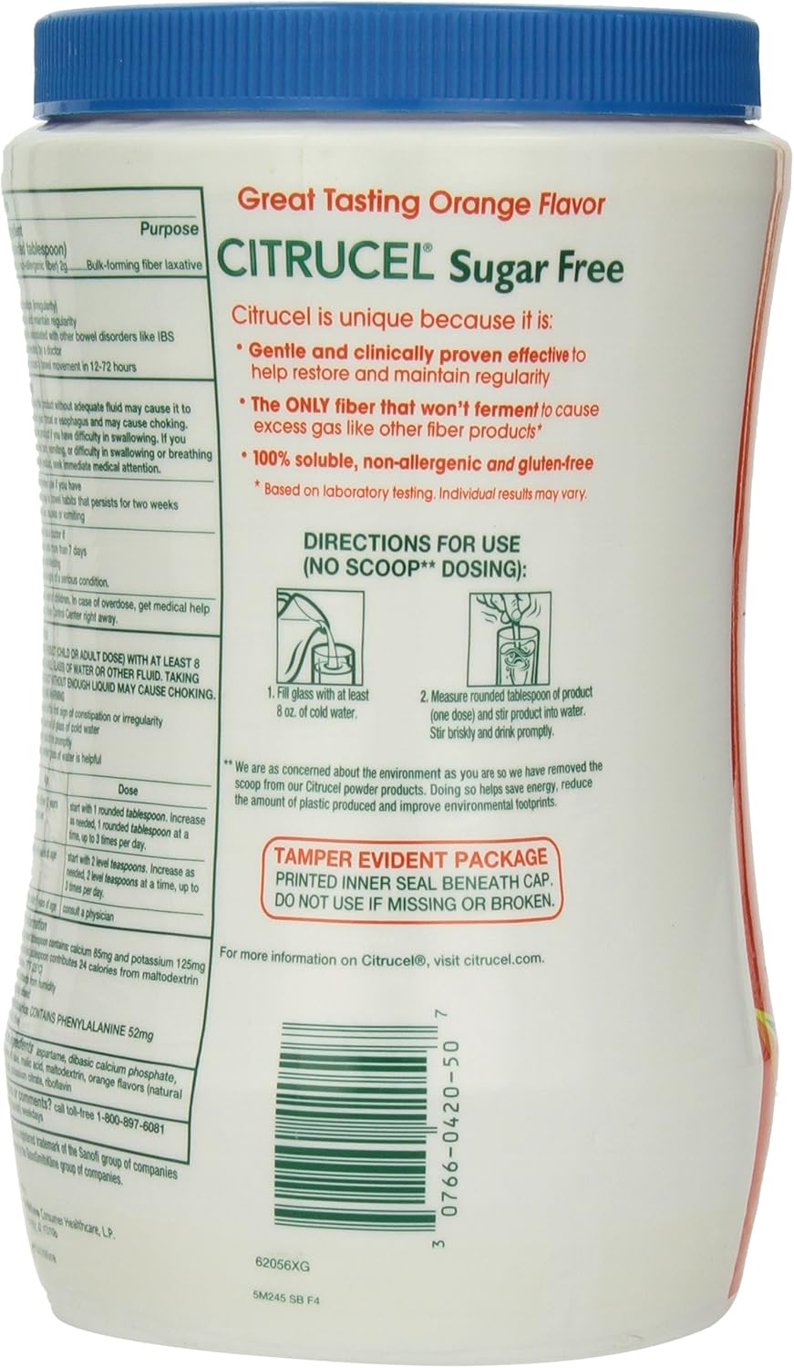 Citrucel Sugar Free Fiber Therapy, Orange, 32 oz R387024