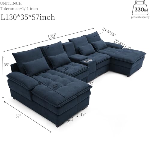 Oversized Modular Sectional Sofa with Movable Ottoman E909