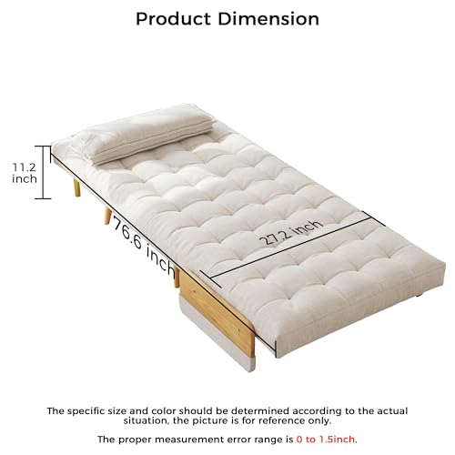 Convertible Chair Bed Sleeper for Adults with Wooden Arms, Linen G638