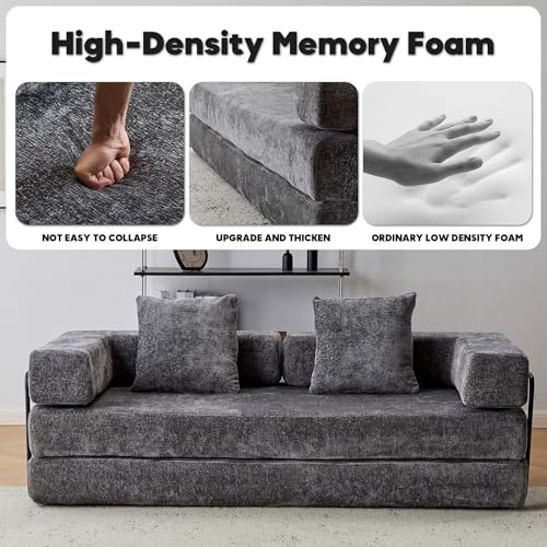 Corduroy Convertible Sleeper Sofa Bed with Pillow, Beige S401207