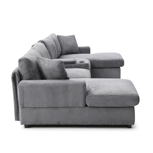 Oversized Modular Sectional Sofa with Movable Ottoman E909