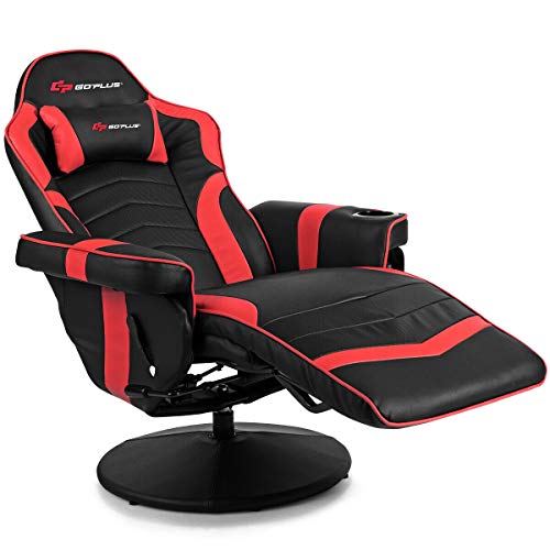 Goplus Massage Gaming Chair, Racing Recliner with Footrest, PU Leather N121