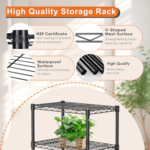 Sweetcrispy 4-Shelf Storage Shelving Unit, Adjustable Metal Wire Racks B3757