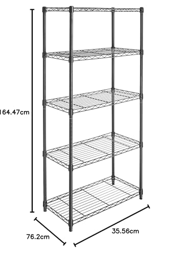 Amazon Basics 5-Shelf Heavy Duty Storage Shelving Unit on Casters, Black A813013