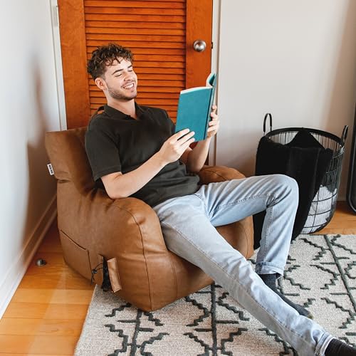Big Joe Dorm Bean Bag Chair with Drink Holder, Black Smartmax, 3 ft Q1693