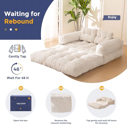 MAXYOYO Folding Sofa Bed L-Shaped Convertible Sleeper Couch with Pillow, Dark Grey X9070