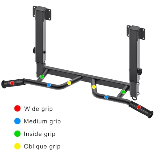 SELEWARE Adjustable Joist Mounted Pull Up Bar with Multi-Angle Grip J619201