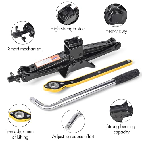 Car Jack Kit 2 Ton Scissor Jack with Lug Wrench for Car SUV A198