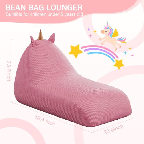 COMAX Unicorn Bean Bag Chair for Kids with Filler, Pink H562644